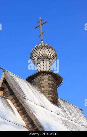 La chiesa di San Nicola fu costruita nel 1766 nel villaggio di Glotovo e fu la prima mostra del futuro museo dell'architettura lignea, Suzdal, Rus Foto Stock