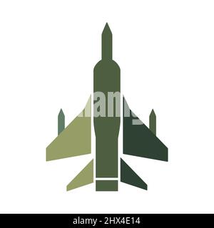 Illustrazione vettoriale del piano militare cartoon su sfondo bianco. Illustrazione Vettoriale