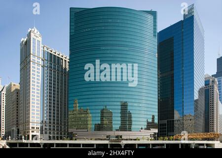 Lo skyline di LOOP DOWNTOWN CHICAGO ILLINOIS USA Foto Stock