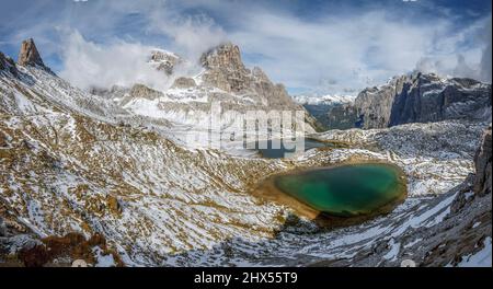 Laghi piani, parco naturale tre cime, Dolomiti, Alpi, italia Foto Stock