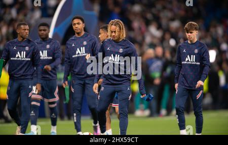 Stadio Santiago Bernabeu. 9th Mar 2022. Madrid; Spagna; Champions League; Round of 16; Real Madrid versus PSG Paris Saint Germain; Xavi Simons (PSG) Credit: Action Plus Sports/Alamy Live News Foto Stock