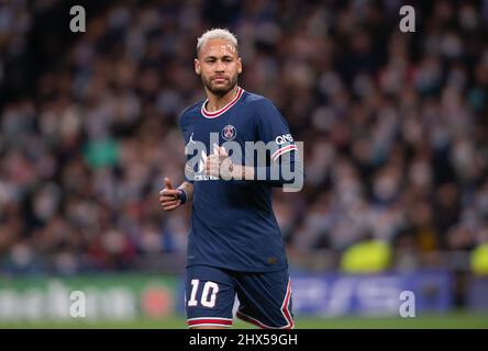 Stadio Santiago Bernabeu. 9th Mar 2022. Madrid; Spagna; Champions League; Round of 16; Real Madrid versus PSG Paris Saint Germain; Neymar (PSG) Credit: Action Plus Sports/Alamy Live News Foto Stock