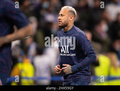 Stadio Santiago Bernabeu. 9th Mar 2022. Madrid; Spagna; Champions League; Round of 16; Real Madrid versus PSG Paris Saint Germain; Neymar (PSG) Credit: Action Plus Sports/Alamy Live News Foto Stock