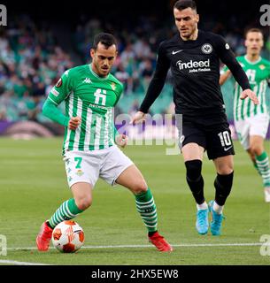 Sevilla, Spagna. 09th Mar 2022. 9th marzo 2022; stadio Benito Villamarin; Siviglia; Spagna; UEFA Europa League; Betis vs Eintracht Frankfurt; Juanmi Jimenez (Betis) 900/Cordon Press Credit: CORDON PRESS/Alamy Live News Foto Stock