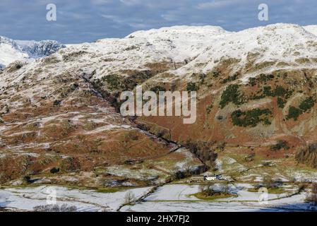 Lingmoor cadde dalla Tilberthwaite Track, Cumbria Foto Stock