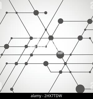 Vettore che collega punti e linee su sfondo bianco Illustrazione Vettoriale