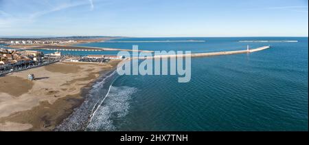 Panorama aérien de Port la Nouvelle Foto Stock