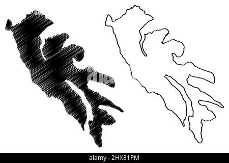 Isola di Eysturoy (Regno di Danimarca, Isole Faroe) illustrazione vettoriale mappa, schizza schizzo Ostero mappa Illustrazione Vettoriale