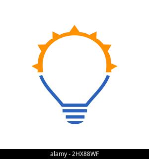 Logo elettrico, modello vettoriale lampadina. Energia Eco Power Elettricità, idea di pensiero, ispirazione, concetto di riciclaggio di energia Illustrazione Vettoriale