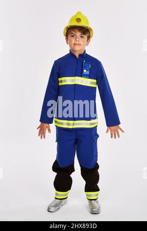 Costume da vigile del fuoco. 11 anni. Foto Stock
