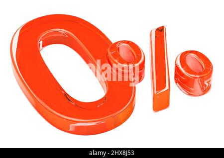 Arancione 0%, Off. 3D rendering isolato su sfondo bianco Foto Stock