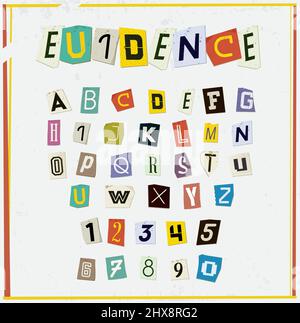 Set di lettere colorate per il taglio di giornali Illustrazione Vettoriale