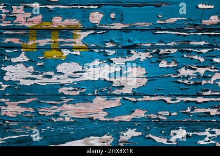 Bandiera del Tatar Crimea dipinta su un pannello di legno grunge. Foto Stock