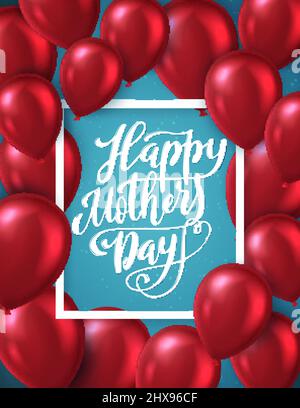 Felice Festa della Mamma biglietto di auguri con disegnati a mano scritte. Illustrazione Vettoriale. Illustrazione Vettoriale