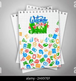 Bentornato nel banner della scuola. Illustrazione vettoriale. Illustrazione Vettoriale