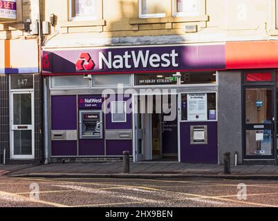 Chiusura della filiale della Banca nel Regno Unito con la sede di Gosforth di NatWest. Foto Stock