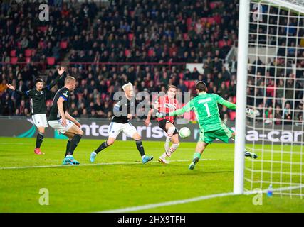 Philips Stadium, Eindhoven, Paesi Bassi. 10th Mar 2022. Joey Veerman del PSV Eindhoven durante il PSV Eindhoven vs FC Copenhagen, UEFA Europa Conference League, presso il Philips Stadium di Eindhoven, Paesi Bassi. Kim Price/CSM/Alamy Live News Foto Stock