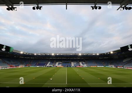 LEICESTER, REGNO UNITO. MARZO 10th: Una visione generale dello stadio in vista del round della UEFA Europa Conference League del 16, prima tappa tra Leicester City e Rennes al King Power Stadium di Leicester giovedì 10th marzo 2022. (Credit: James Holyoak | MB Media) Foto Stock