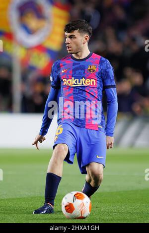 Barcellona, Spagna. 10th Mar 2022. Pedri in azione durante la partita della UEFA Europa League tra il FC Barcelona e Galatasaray allo stadio Camp Nou di Barcellona, in Spagna. Credit: Christian Bertrand/Alamy Live News Foto Stock