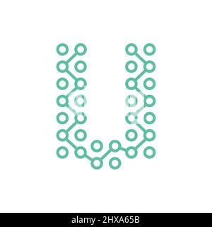 Icona della tecnologia Letter u. Logo della tecnologia universale. Icona tecnologia vettoriale Illustrazione Vettoriale