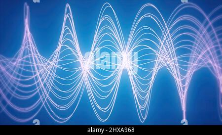 Animazione dello sfondo senza giunture della forma d'onda astratta. Strisce fluide. Grafica del movimento e sfondo dell'animazione. Particella bianca e nera a flusso lento Foto Stock