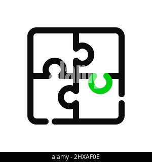 Puzzle. Strategia di gioco e di successo. Pixel Perfect, icona grafica con linea di traccia modificabile Illustrazione Vettoriale