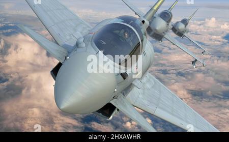 Eurofighter Typhoon formazione in volo Foto Stock