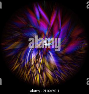 Un'illustrazione astratta del 3D in una colorata forma illusiva isolata su sfondo nero Foto Stock