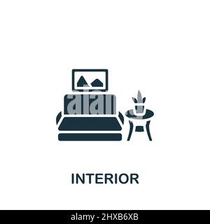 Icona interna. Icona monocromatica Simple Interior per modelli, web design e infografiche Illustrazione Vettoriale