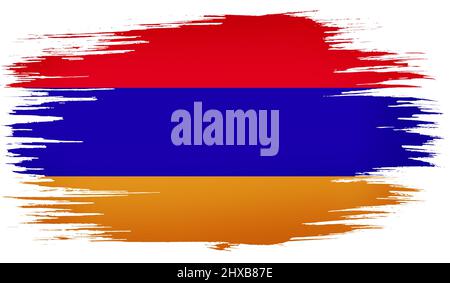 Coloratissimi tratti di pennello disegnati a mano dipinti bandiera nazionale di Armenia. Modello per banner, carte, pubblicità , spot TV, annunci, web design an Foto Stock