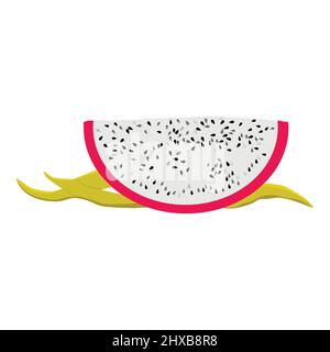 Deliziosa fetta di pitahaya drago frutta isolato su sfondo bianco. Vettore Illustrazione Vettoriale