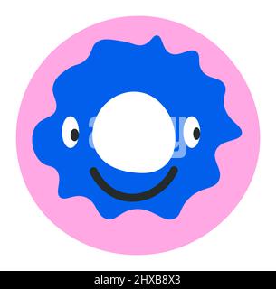 Divertente personaggio del sole, adesivo o vettore emoticon Illustrazione Vettoriale