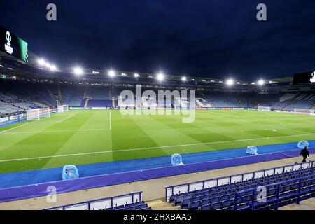 Leicester, Regno Unito. 10th Mar 2022. Vista generale prima della UEFA Conference League, Round of 16, partita di calcio a 1st gambe tra Leicester City e Stade Rennais (Rennes) il 10 marzo 2022 al King Power Stadium di Leicester, Inghilterra - Foto: John Mallett/DPPI/LiveMedia Credit: Independent Photo Agency/Alamy Live News Foto Stock