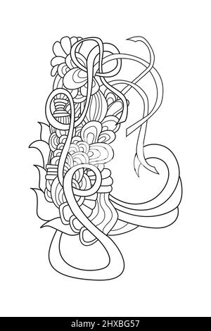 Modello di Doodle con onde e linee di doodle. Illustrazione Vettoriale