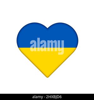 Fermare la guerra in Ucraina con cuore con i colori della bandiera Ucraina. Illustrazione Vettoriale