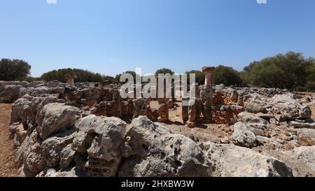 Questa foto è stata scattata nel villaggio talayotico chiamato Torre d'en Galmés, Minorca, Isole Baleari, Spagna. Foto Stock