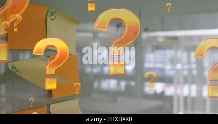 Immagine dei punti interrogativi sulle note dei memo Foto Stock