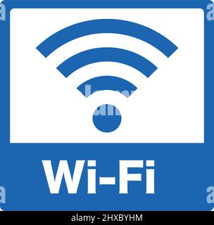 Finestra con il logo Wi-Fi in blu. Vettore modificabile. Illustrazione Vettoriale