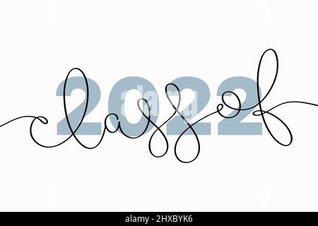 Classe di lettere 2022. Illustrazione vettoriale della tipografia creativa con testo disegnato a mano a una linea continuo isolato su sfondo bianco Illustrazione Vettoriale