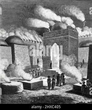 Cerimonia guebra nel Tempio di Atesh-Gah nel 1863 Baku Azerbaijan 