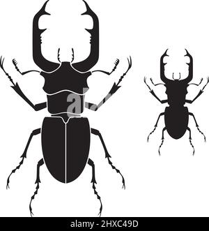 Immagine vettoriale in bianco e nero del bug del coleottero Illustrazione Vettoriale