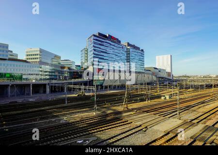 Westfield Mall of Scandinavia by Friends Arena and Quality Hotel Friends, Solna, Stoccolma, Svezia. Foto Stock