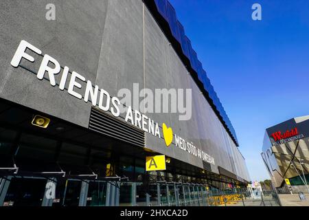 Friends Arena e Westfield Mall of Scandinavia, Solna, Stoccolma, Svezia. Foto Stock