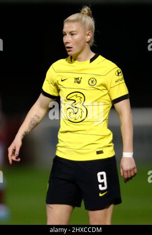 DAGENHAM, INGHILTERRA - MARZO 10: Chelsea Women Bethany Inghilterra durante Barclays fa Women's Super League match tra West Ham United Women e Chelsea Foto Stock