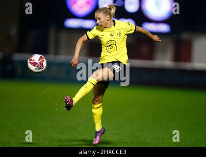DAGENHAM, INGHILTERRA - MARZO 10: Chelsea Women Jonna Andersson durante Barclays fa Women's Super League match tra West Ham United Women e Chelsea Foto Stock