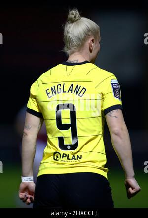 DAGENHAM, INGHILTERRA - MARZO 10: Chelsea Women Bethany Inghilterra durante Barclays fa Women's Super League match tra West Ham United Women e Chelsea Foto Stock