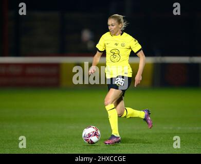DAGENHAM, INGHILTERRA - MARZO 10: Chelsea Women Jonna Andersson durante Barclays fa Women's Super League match tra West Ham United Women e Chelsea Foto Stock