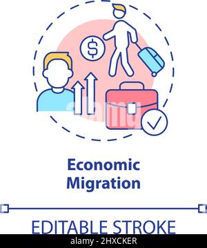 Icona del concetto di migrazione economica Illustrazione Vettoriale