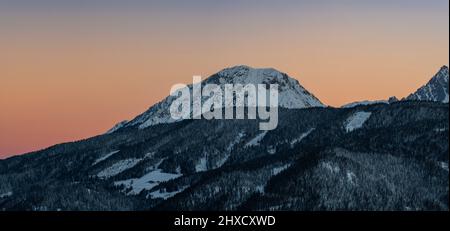 Alba sul Dachstein, Austria. Foto Stock