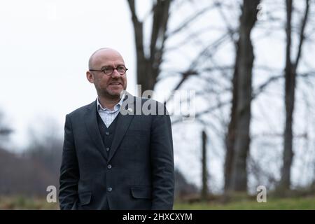 Patrick Harvie msp per Glasgow e leader congiunto dei Verdi scozzesi a Stirling in vista della Conferenza primaverile dei Verdi del 2022 Foto Stock